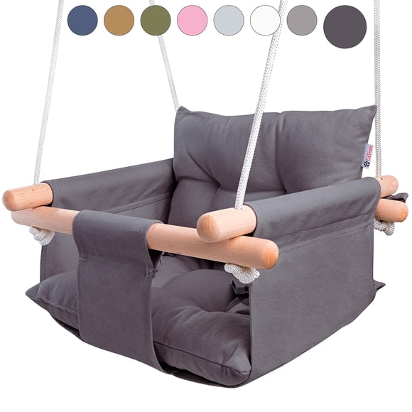 Silla colgante Baby Swing Cateam de lona y madera