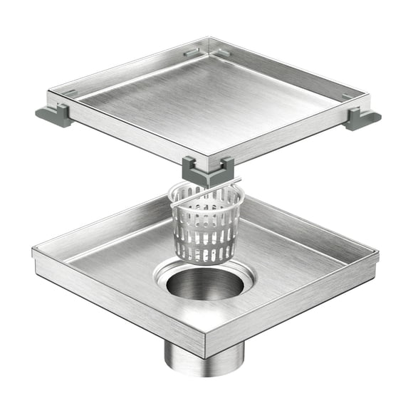 Desagüe de ducha Neodrain de acero inoxidable 304 cepillado cuadrado de 15 cm