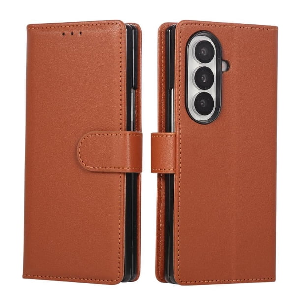 Funda Cartera para Samsung Galaxy Z Fold7 con Tarjetero, Soporte y Cordón - Protección Marrón