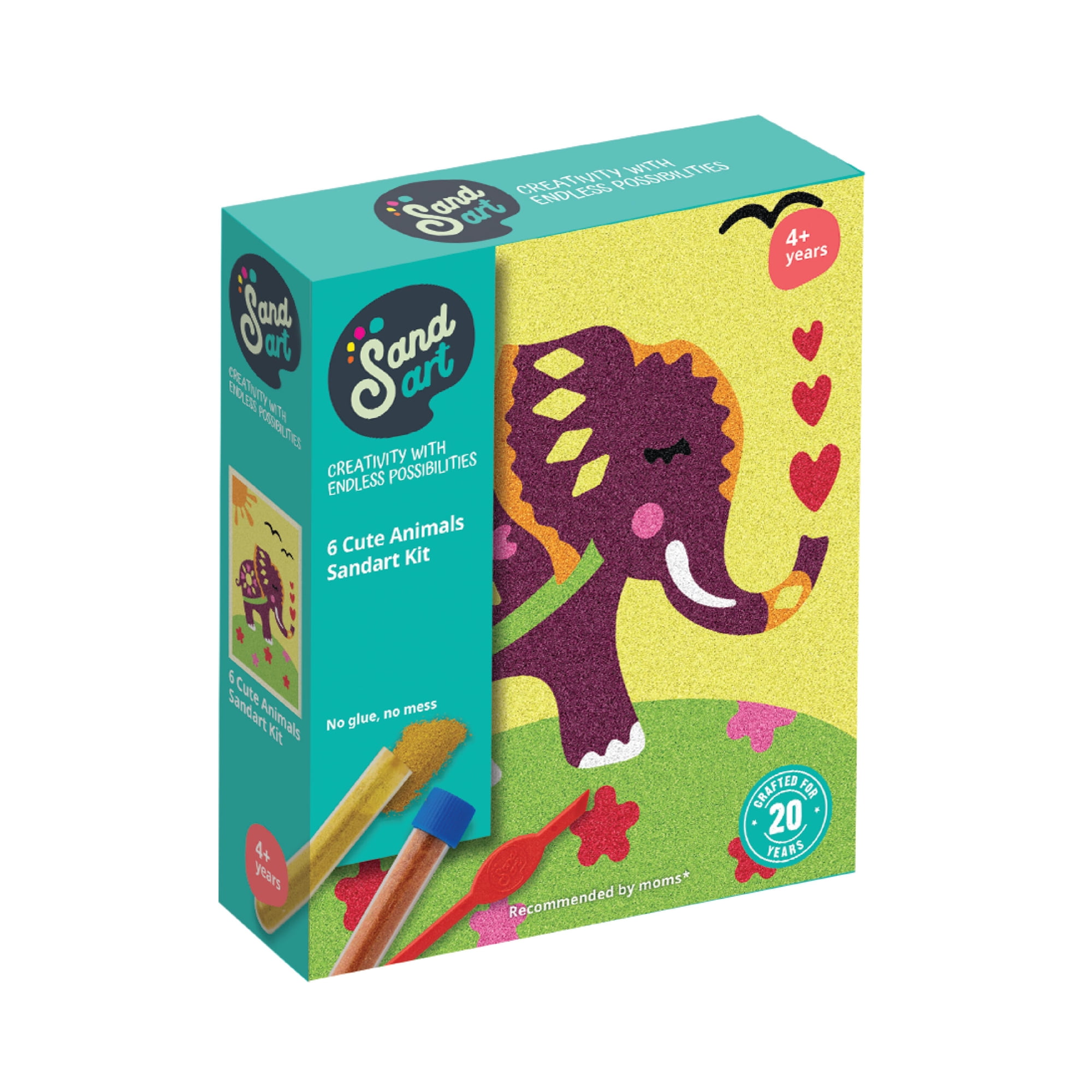 Kit Arte Con Arena Animales Tiernos 6 Diseños | Sandart | Manualidades Niños Sin Pantallas | Tsp1