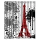 thumbnail image 1 of Cortina de ducha con diseño de la Torre Eiffel roja y funda de almohada con ganchos, tamaño 60 x 72 pulgadas, 1 of 3