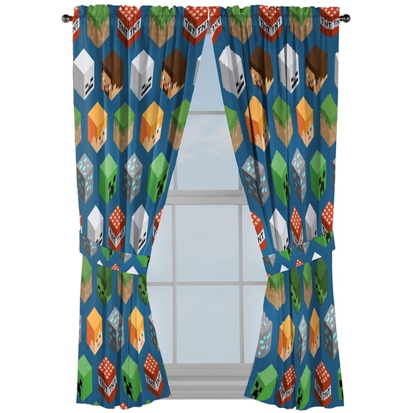 Set de cortinas Jay Franco Minecraft isométrico azul 160x160 cm