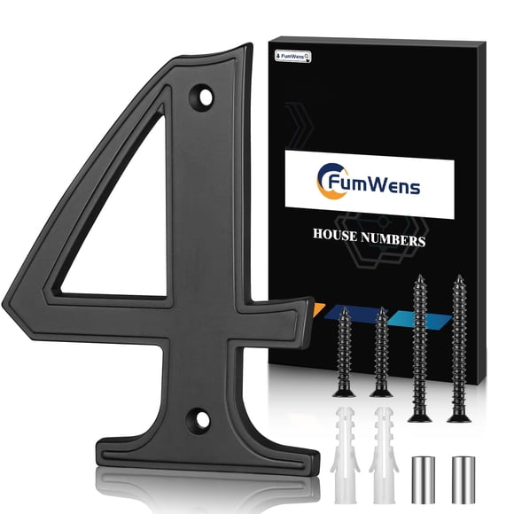 Números Para Casa Modernos De 12 7 Cm Aleación De Zinc Negra (número 4 Negro)