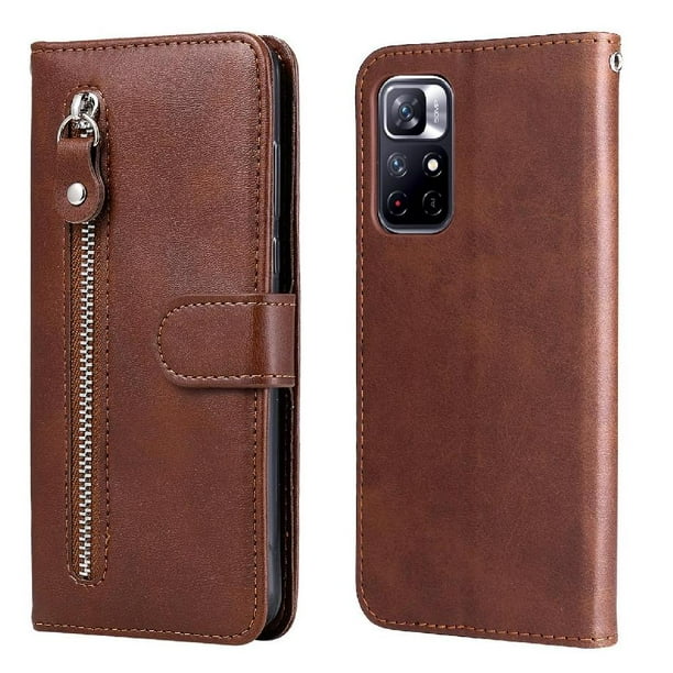 Funda con Cremallera para Xiaomi Poco m4 pro 5G, Carcasa Cartera de Cuero PU con Soporte y Tarjetero