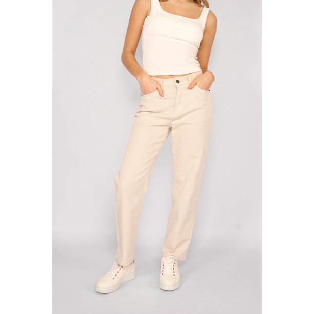 Jeans Rectos Tiro Alto Sofía Crudo crema 38