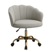 Habita2 Chile - Silla De Escritorio Ostra Acolchada Felpa Base Giratoria Dorada - Gris