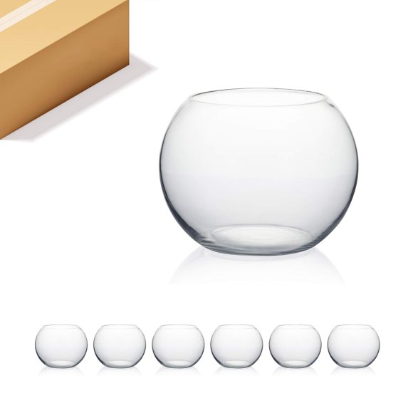 Jarrón WGVI 20 cm de diámetro, 14,5 cm de altura – Pack de 6, Vidrio transparente