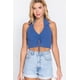 thumbnail image 1 of Saronite Top Corto de Punto con Cuello Halter Fruncido en la Parte Delantera Básico, Azul (para Mujer), 1 of 4