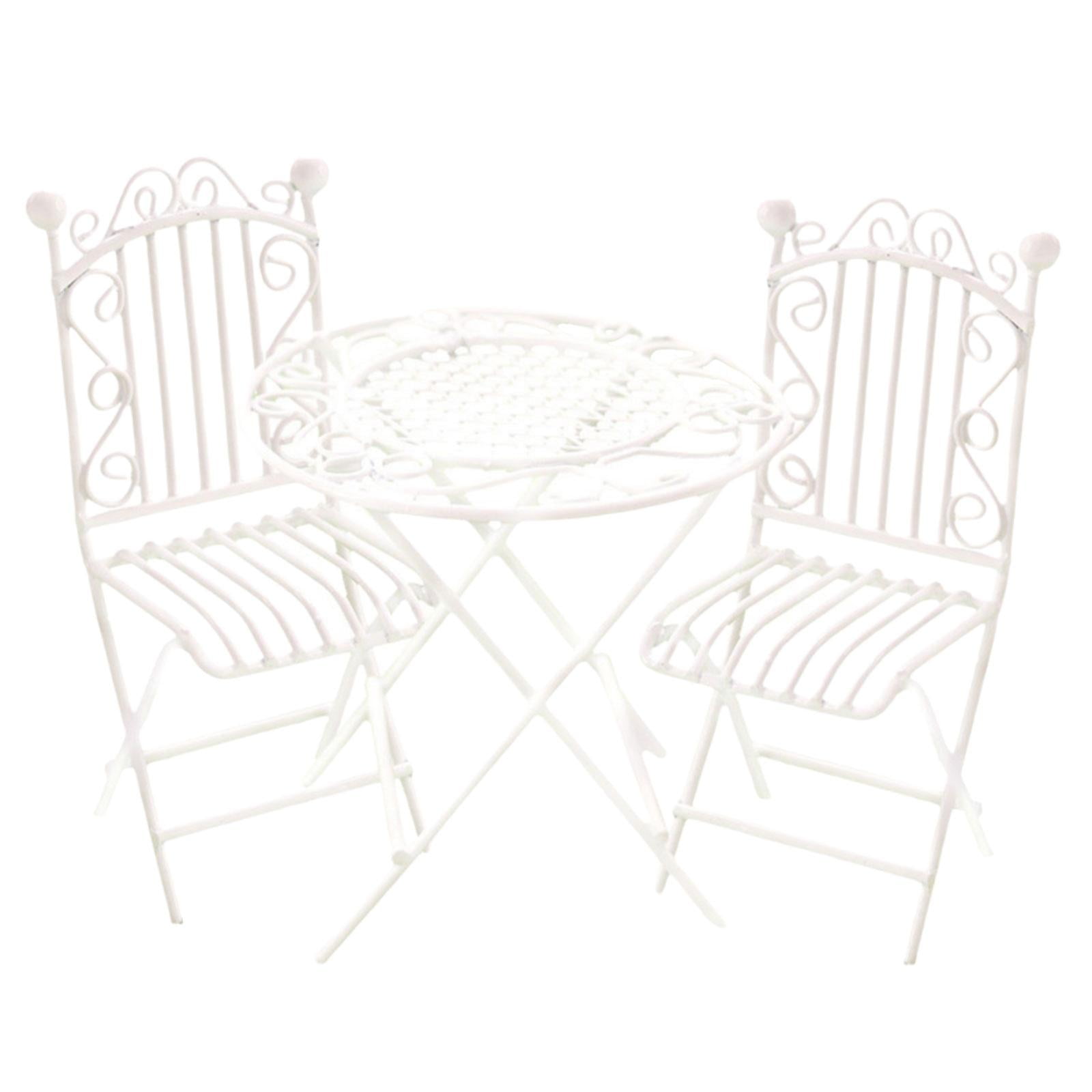 Bothyi - Juego De Mesa Y Sillas De Casa De Muñecas De Metal, Muebles De Casa De Muñecas Para Paisajismo En Maceta