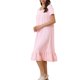 thumbnail image 4 of INSPIRE CHIC Camisón de Algodón para Mujer Cuello Cuadrado Vintage Camiseta de Dormir con Encaje y Dobladillo con Volantes Manga Corta Ropa de Casa 2XL Rosa, 4 of 6