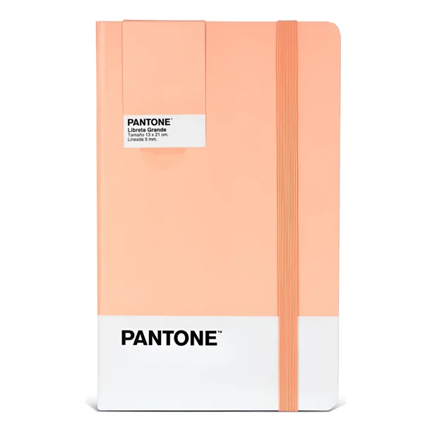 Libreta Pantone Grande Con Elástico Vertical Lineada coral