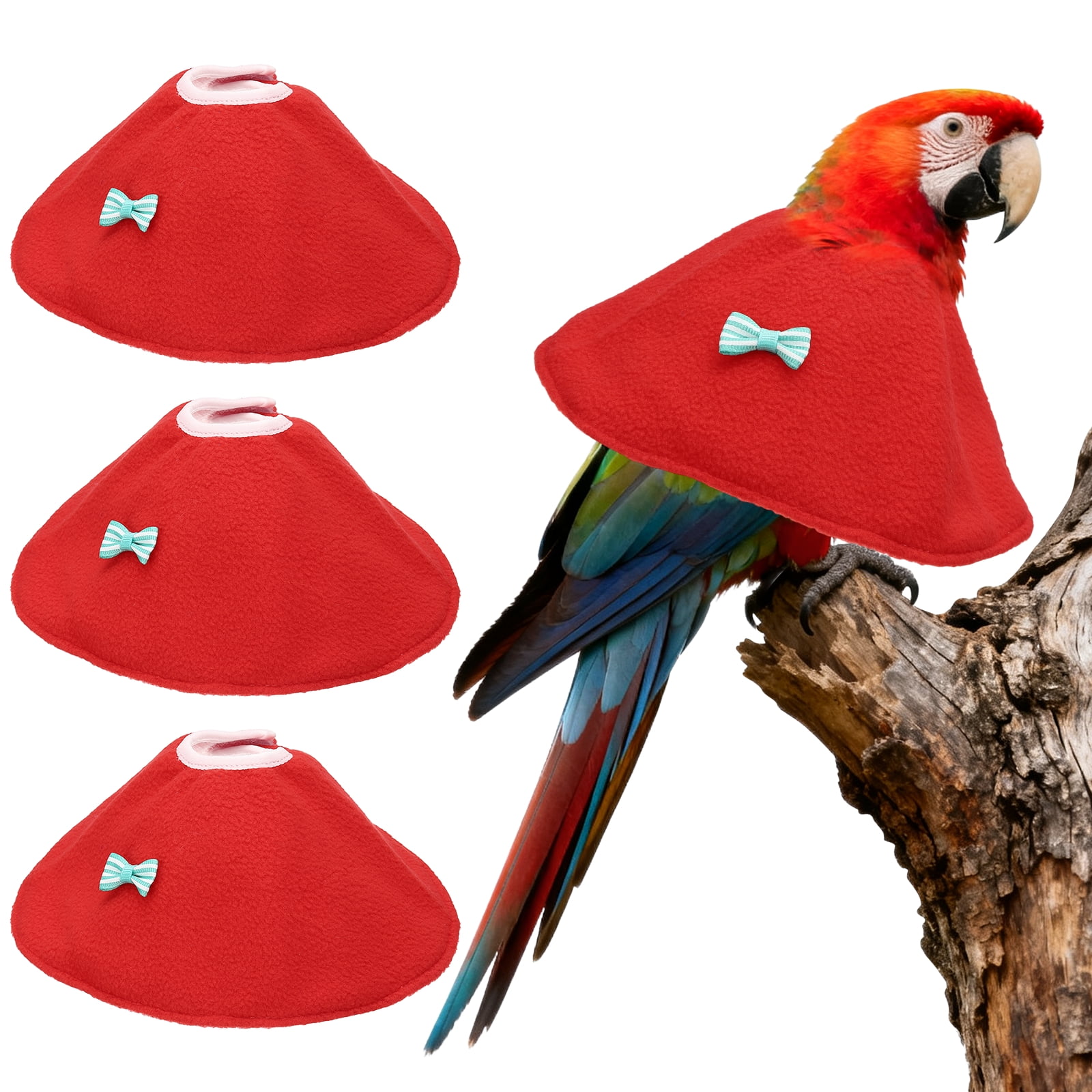 Collares para Aves Uxcell, Collar Cónico Protector de Recuperación, Conos Ajustables Suaves Anti-Mordeduras para Cuello de Plumas (Rojo, XL, 3 Piezas)