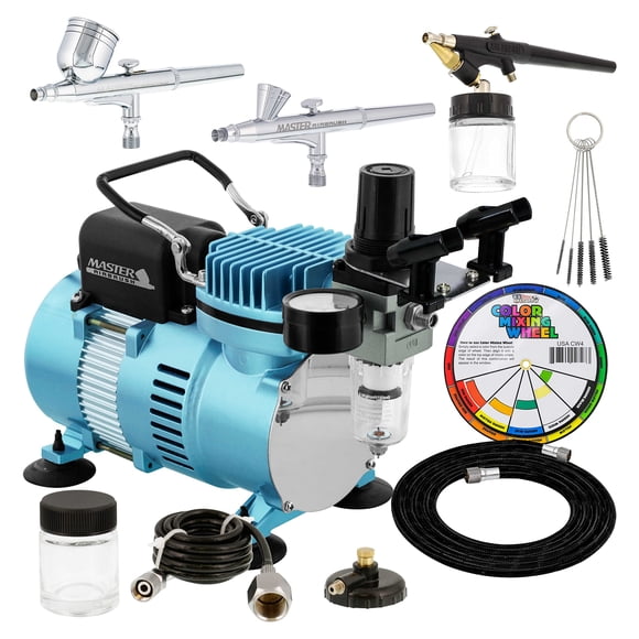Kit de sistema de aerografía Master Airbrush Cool Runner II con 3 aerógrafos