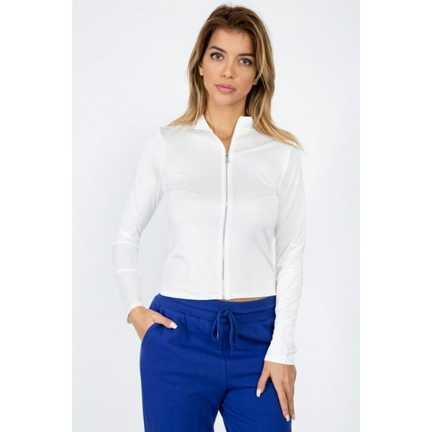 Top Corto con Cuello Alto y Cremallera Frontal