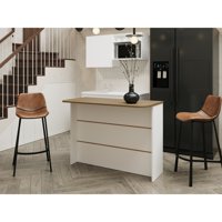 Tuhome - Isla De Cocina Fendi Rovere Y Blanco 90X120X60 Cm