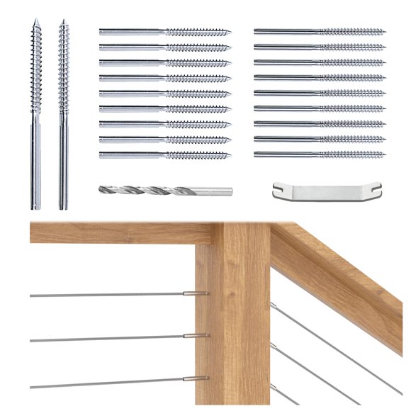 Kit de herrajes para barandas de cables Muzata 1/8 T316 de acero inoxidable