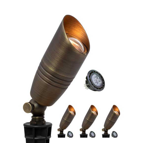 Foco MALORY de latón, paquete de 4 unidades con bombilla LED MR16 de 5 W