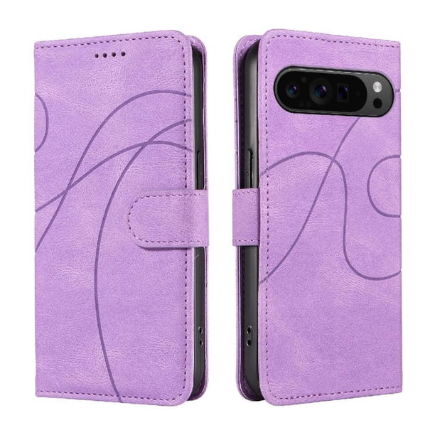 Funda tipo cartera con tapa para Google Pixel 9 Pro 5G con tarjetero, soporte y cubierta magnética Morado