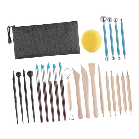 Bothyi - Kit De Herramientas De Arcilla, Juego De Herramientas De Arcilla Seca Al Aire De Madera De 25 Piezas Para Dibujar Principiantes Y Hornear