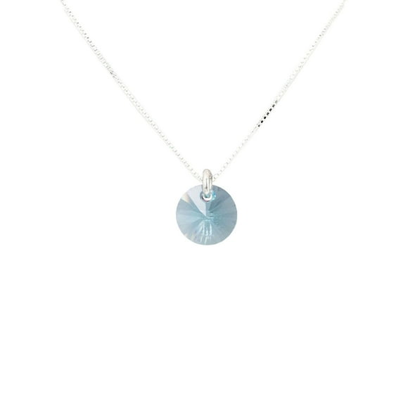 Collar Punto de Luz Plata Italiana 925 y Cristal Genuino Turquesa