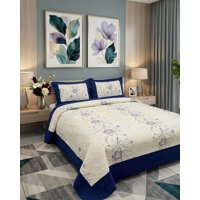 Imac Hogar - Cubrecama Quilt Bordado Plaza Y Media Mas Fundas De Almohadas Estilo Botánico