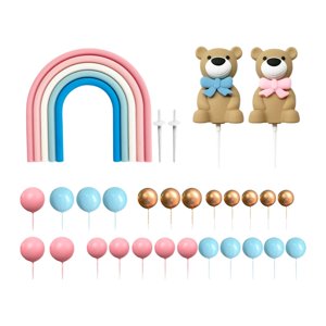 Magideal - 27 Adornos Para Tartas, Figuras De Oso, Decoración Para Tartas, Suministros Para Fiestas, Adornos Artísticos Románticos Para Repostería Navideña.