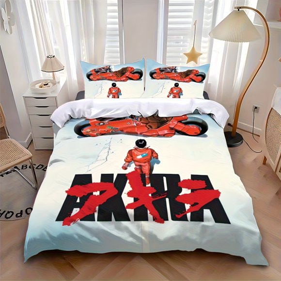 This bedding Features a Cool And Stylish Design Inspired by Science Fiction Anime A-AKIRA. It Includes One Duvet Cover And Two Pillowcases