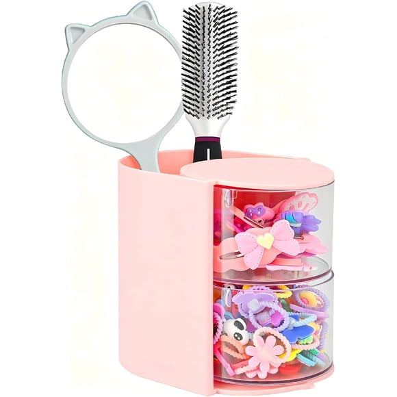 Cajón organizador Luscinia de 2 niveles rosa para accesorios de cabello