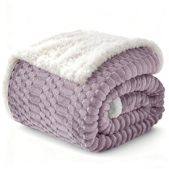 Manta polar Sherpa Gracelife, 200 x 230 cm, color morado
