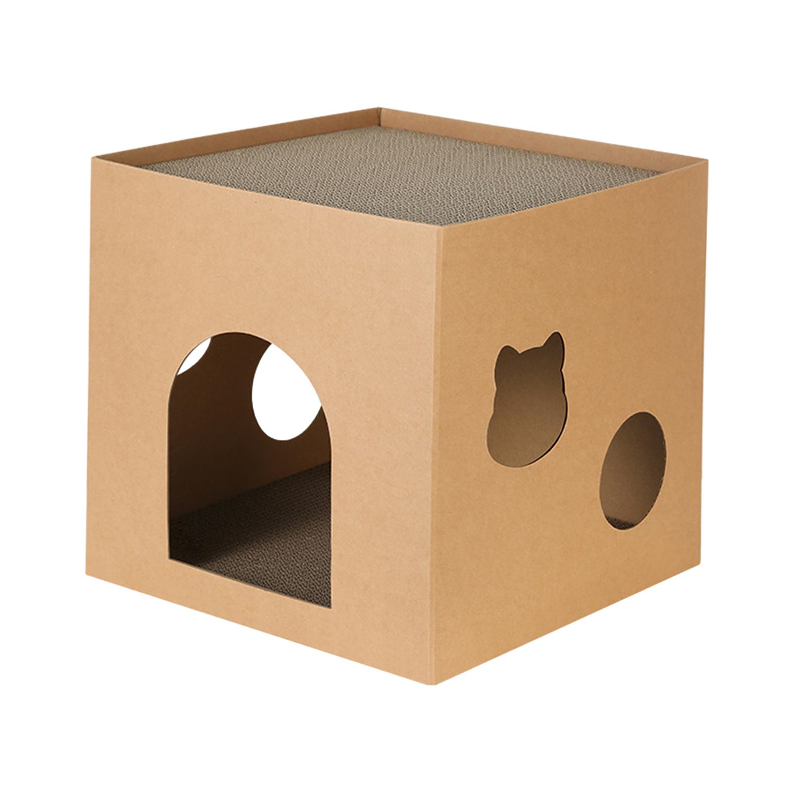 Magideal - Casa De Gato, Tablero Rascador, Cartón Corrugado, Caja De Cama Para Gatos, Caja De Cartón Corrugado Para Gatos, Suministros Para Mascotas, Accesorios Marrón L