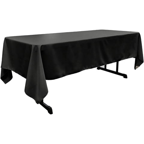 Mantel La Linen, Popelina De Poliéster, Rectangular, 150 X 300 Cm, Color Negro