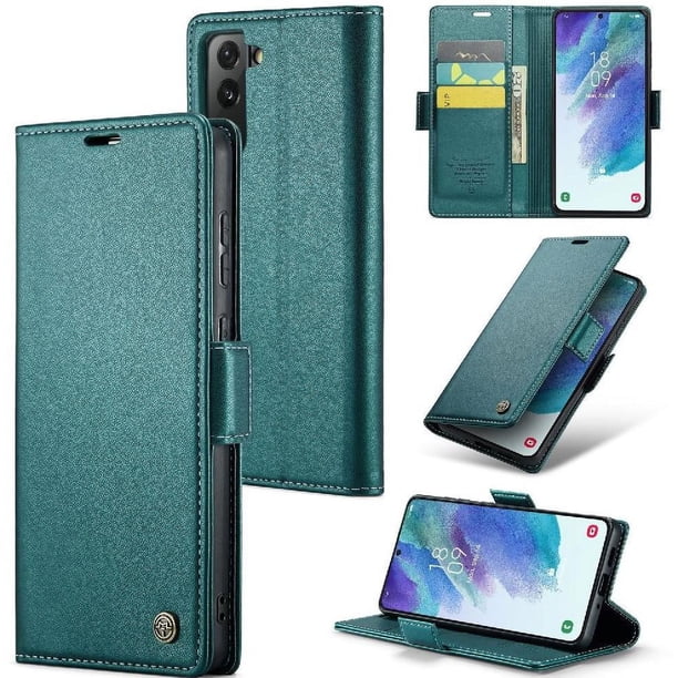 CaseMe tipo cartera Samsung Galaxy S21 FE con cierre magnético, RFID, tarjetero, soporte, carga inalámbrica