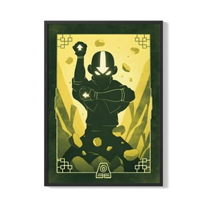 Creango - Cuadro Poster Enmarcado Avatar Aang Estilo Tierra Decorativo