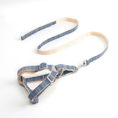 Genérico - Arnés Más Correa De Cuadro Para Mascotas Perros Azul Talla L