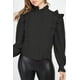 thumbnail image 3 of Top Negro con Botones y Volantes de Cuello Alto Talla S, 3 of 5