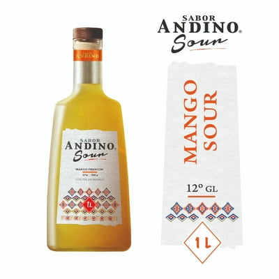 Cóctel Pisco Sour Mango 12° Botella 1 L Sabor Andino