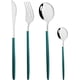 thumbnail image 1 of XmhyTop Juego de Cubiertos de Cocina de 24 Piezas, Inoxidable, Color Verde Plateado, Ideal para Hogares y Eventos, 1 of 3