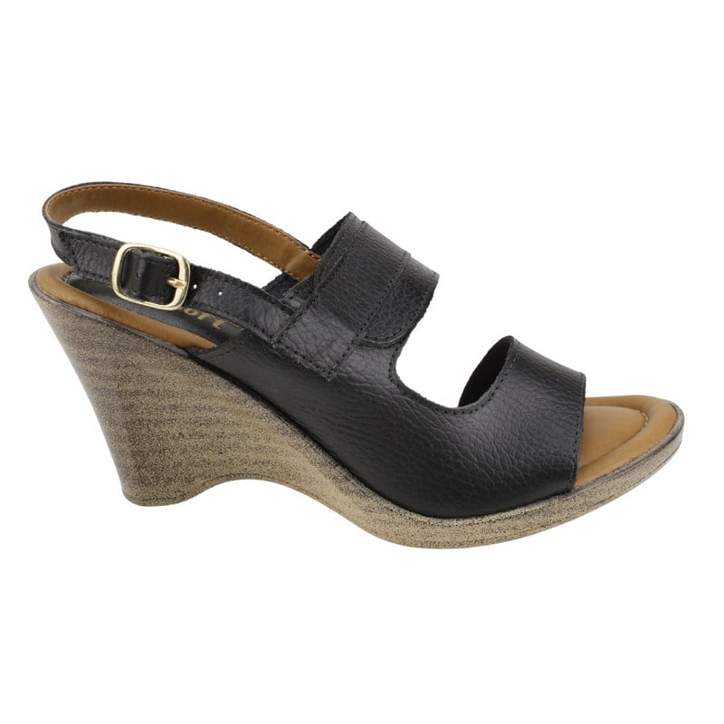 Sandalia Exs Fiesta Tiras Cuero Negra