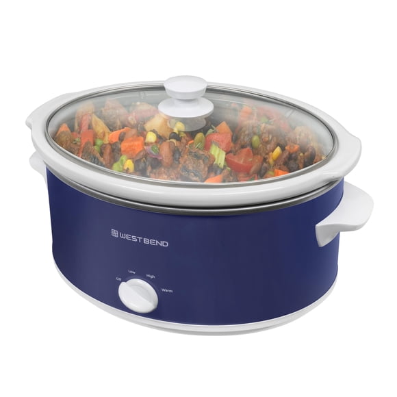 Olla de cocción lenta West Bend 6 L azul marino, 330 W, apta para lavavajillas