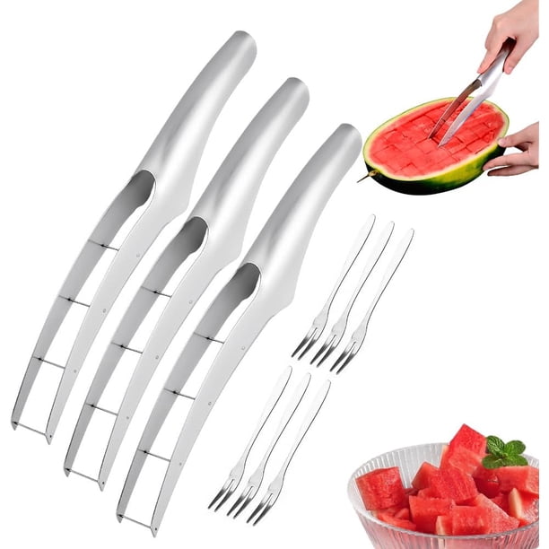 Cortador sandía 2 tenedores acero inoxidable cubos sacabolas melón set