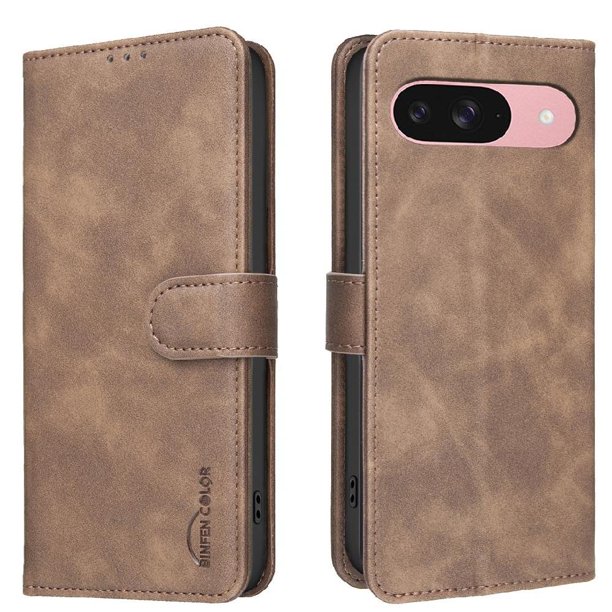 Funda Billetera para Google Pixel 10 Pro 5G Protección RFID y Soporte Ajustable Marrón