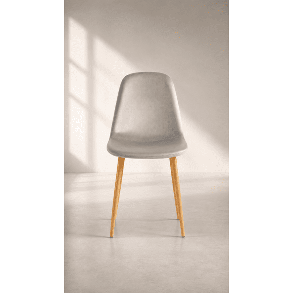 Silla Spoon Acolchada Velvet Terciopelo - Gris