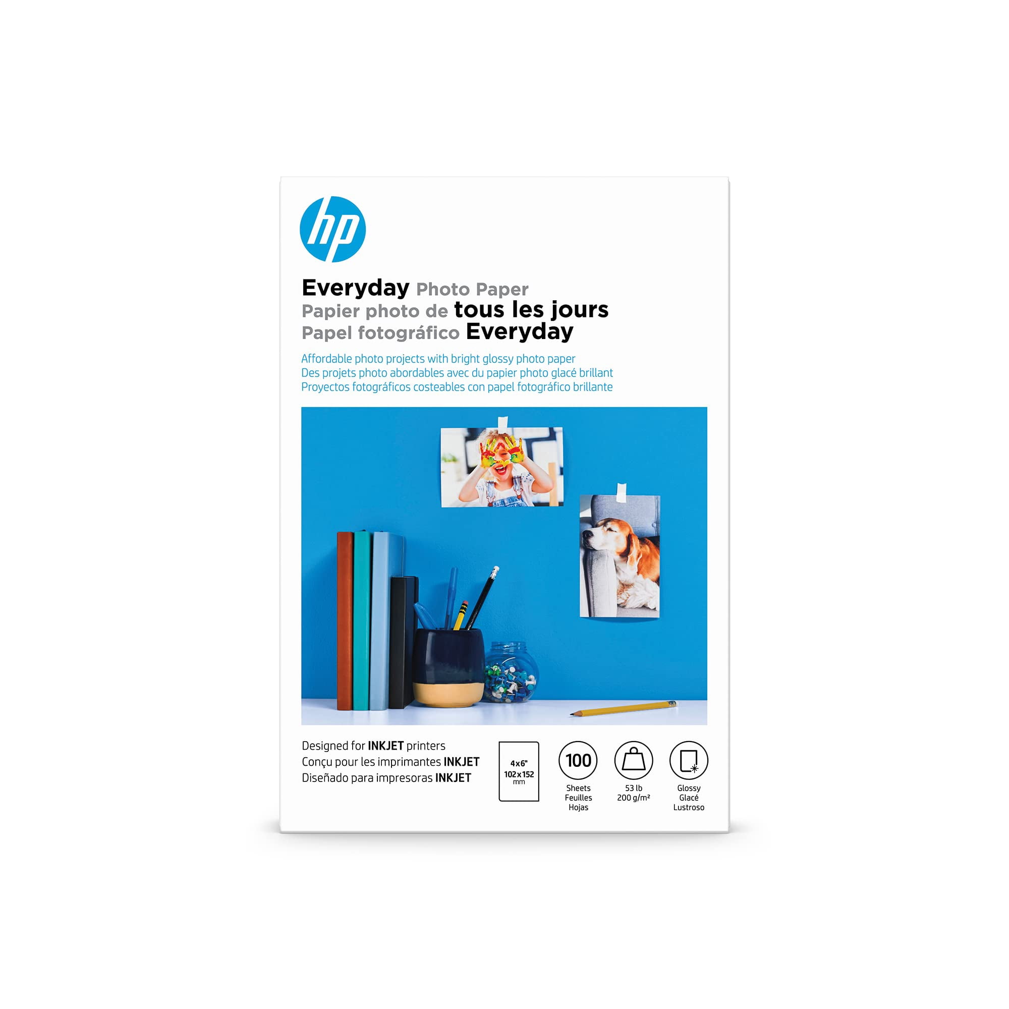 Papel Fotográfico Hp Everyday Glossy De 10 X 15 Cm, Paquete De 100 Hojas