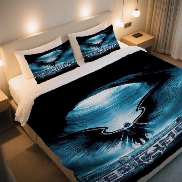 TESTAMENT Dark Winged Figure in Stormy Sky Duvet Cover Set Independence Day Celebration The Bohemian Style Cartoon Duvet Cover Set Is Here! with a Zipper Closure for Easy Maintenance