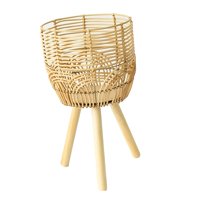 Magideal - Cesta Tejida, Soporte Para Plantas Con Patas, Maceta, Patas De Madera, Cesta Pastoral De Mimbre Para Bar, Cafetería, Comedor, Decoración Del Hogar , M M