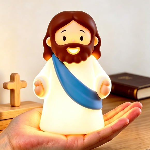 Luz nocturna de silicona 8 cm con figura de Jesús – LiangBoKangKang