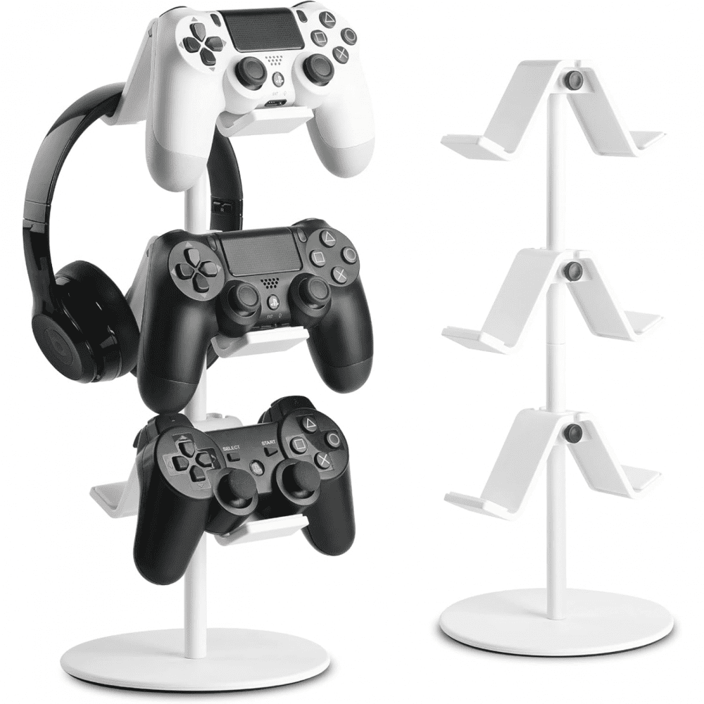 Genérico - Controller Bracket 3 Layers, Headset Bracket, Multi-adjustable Game Controller Headset Hanger For All General Gaming Pc Accessories, Xbox Ps4 Ps5 Switch-blanco Elegante