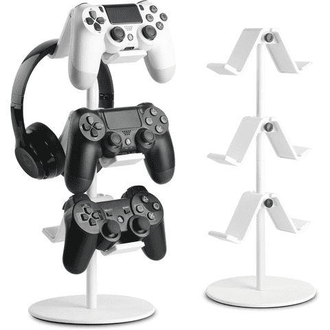 Genérico - Controller Bracket 3 Layers, Headset Bracket, Multi-Adjustable Game Controller Headset Hanger For All General Gaming Pc Accessories, Xbox Ps4 Ps5 Switch-Blanco Elegante