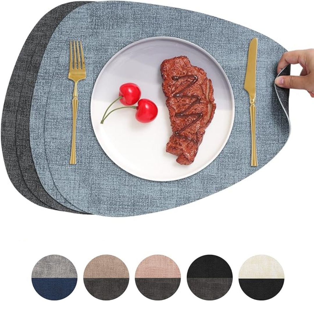 Aura Zeus - Set 4 Individuales Ecocuero Impermeables Antimanchas Reversibles