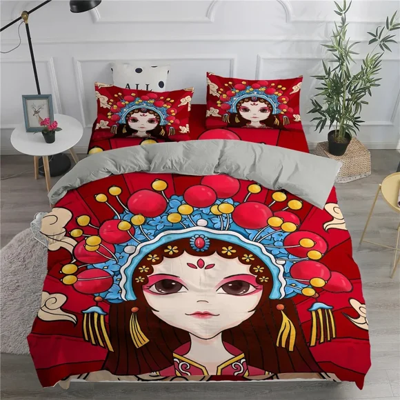 Cartoon Pe Opera Bedding Set Boys Girls Size Duvet Cover Pillowcase Bed Kids Adult Fashion Home Textileextile Bed Sheets
